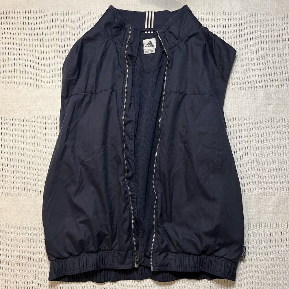 Adidas Navy Sleeveless Sports Vest Zip Elastic Waist